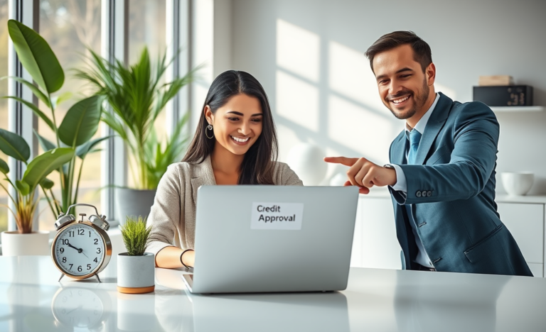 Imagen que ilustra el proceso de aprobación instantánea de crédito, mostrando la rapidez y facilidad de obtener financiamiento.